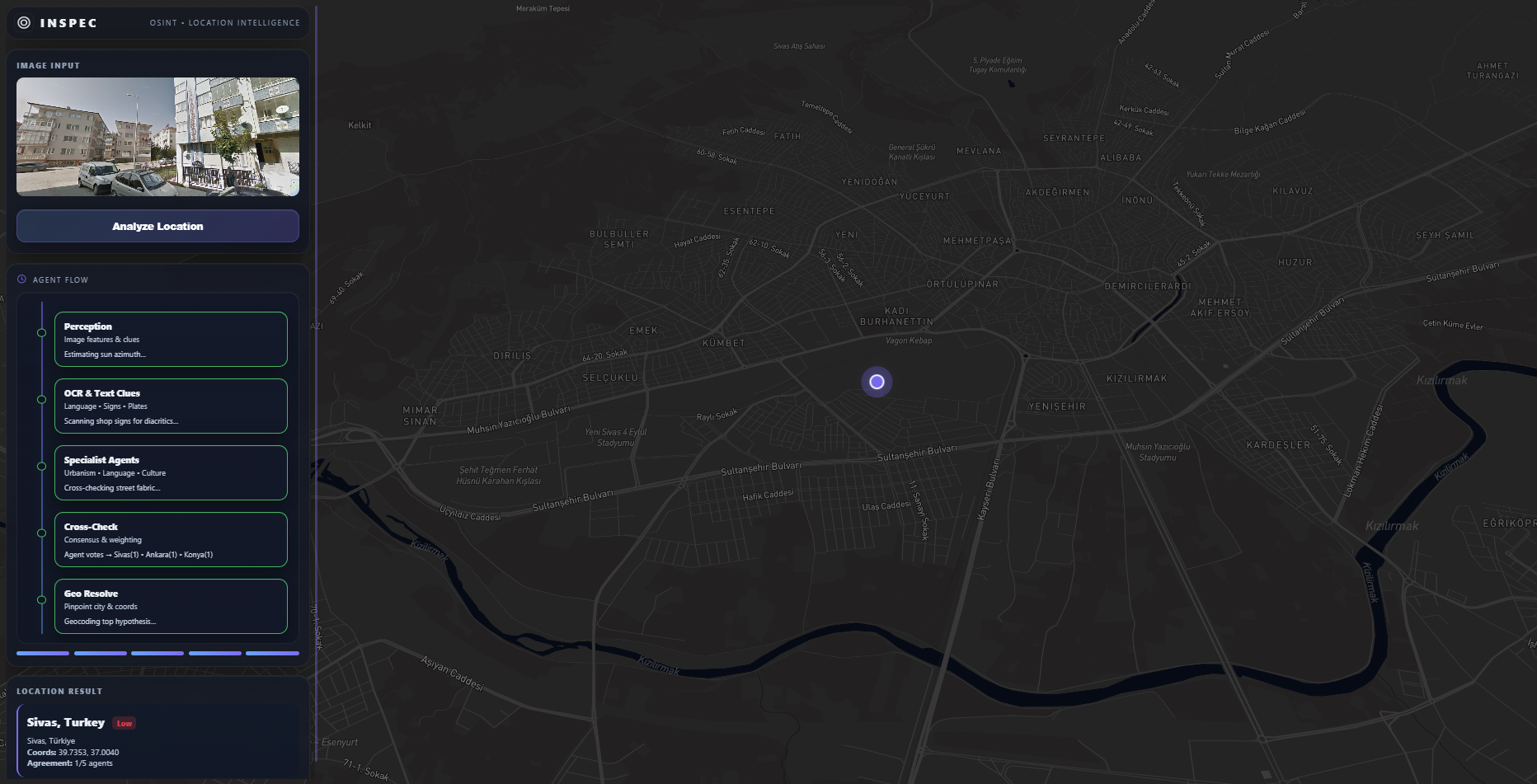INSPEC dashboard in use